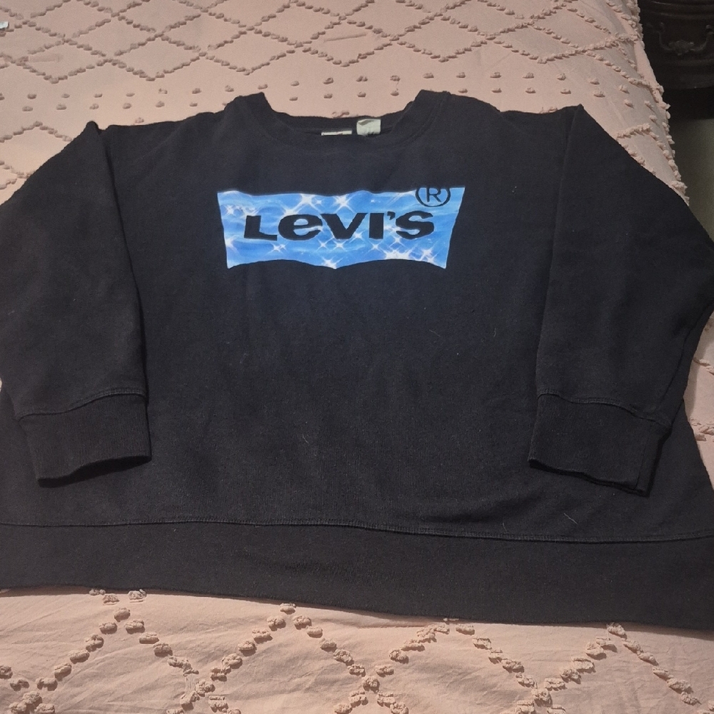 Levi's Black Crewneck Sweater with Blue Logo